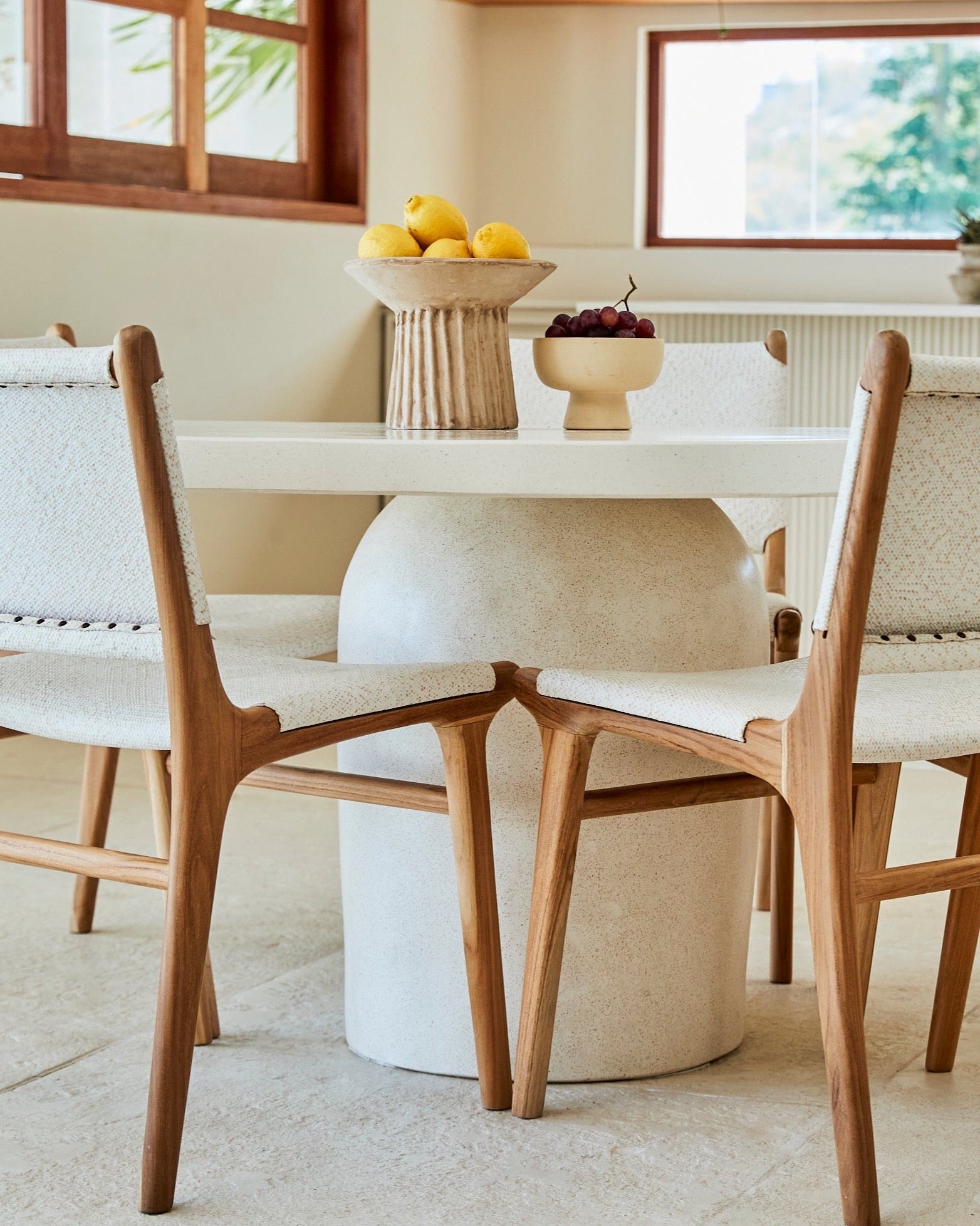 Whitewash Rattan Dining Chairs