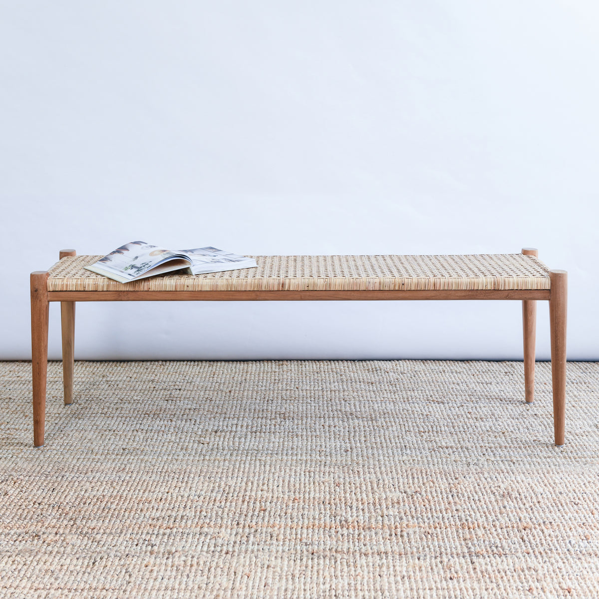 BELIZE TEAK & RATTAN BENCH – ZEPHYR HOME