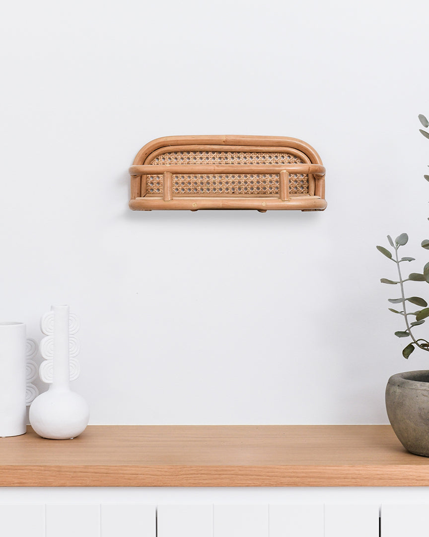 Small Rattan Wall Shelf