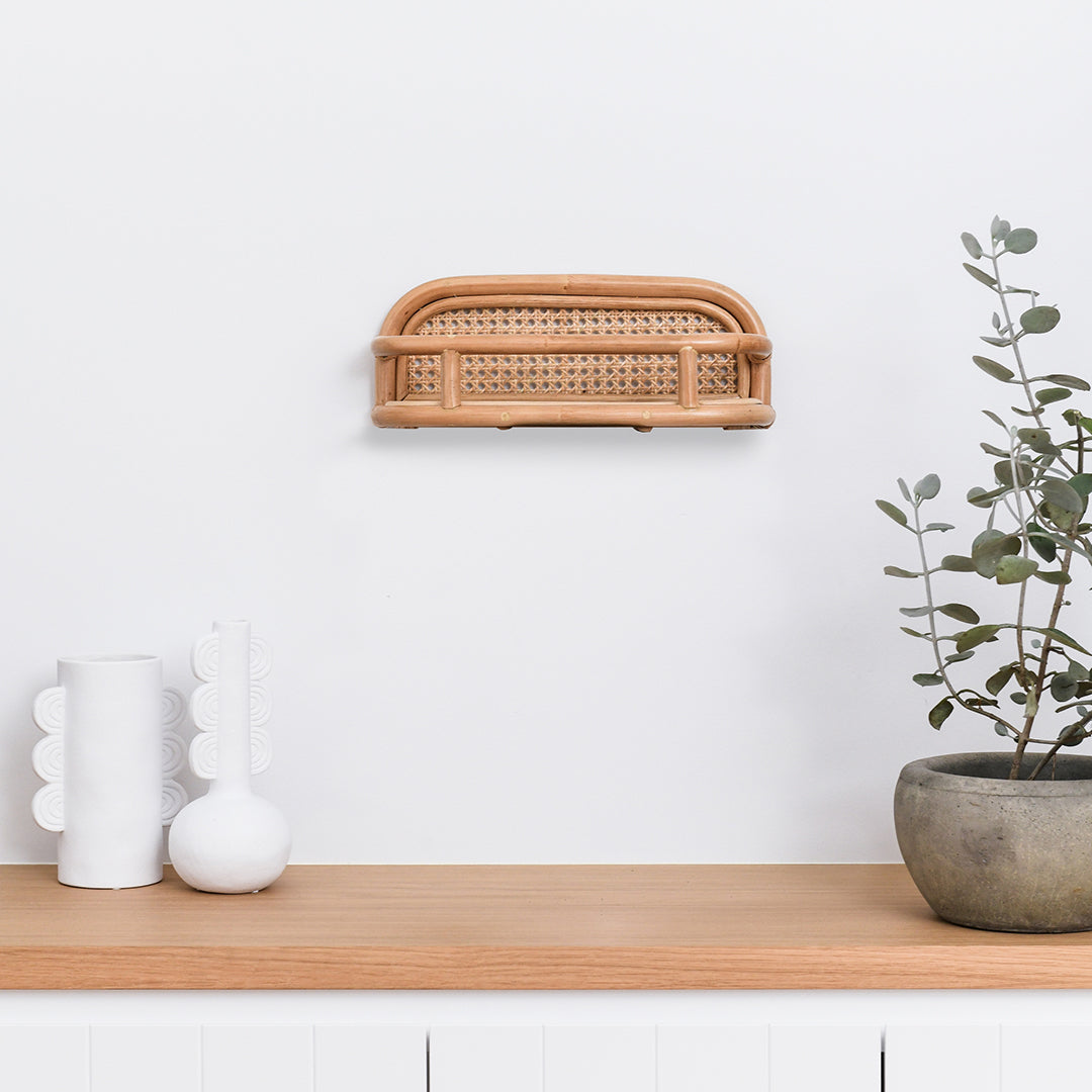 Small Rattan Wall Shelf