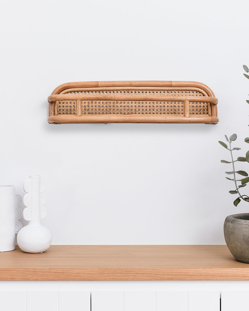 Large Rattan Wall Shelf