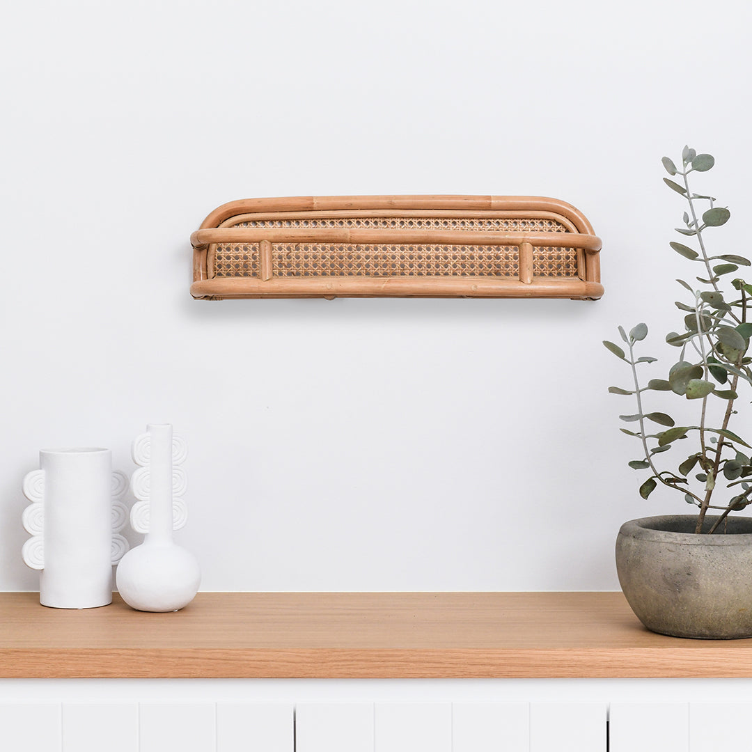 Large Rattan Wall Shelf