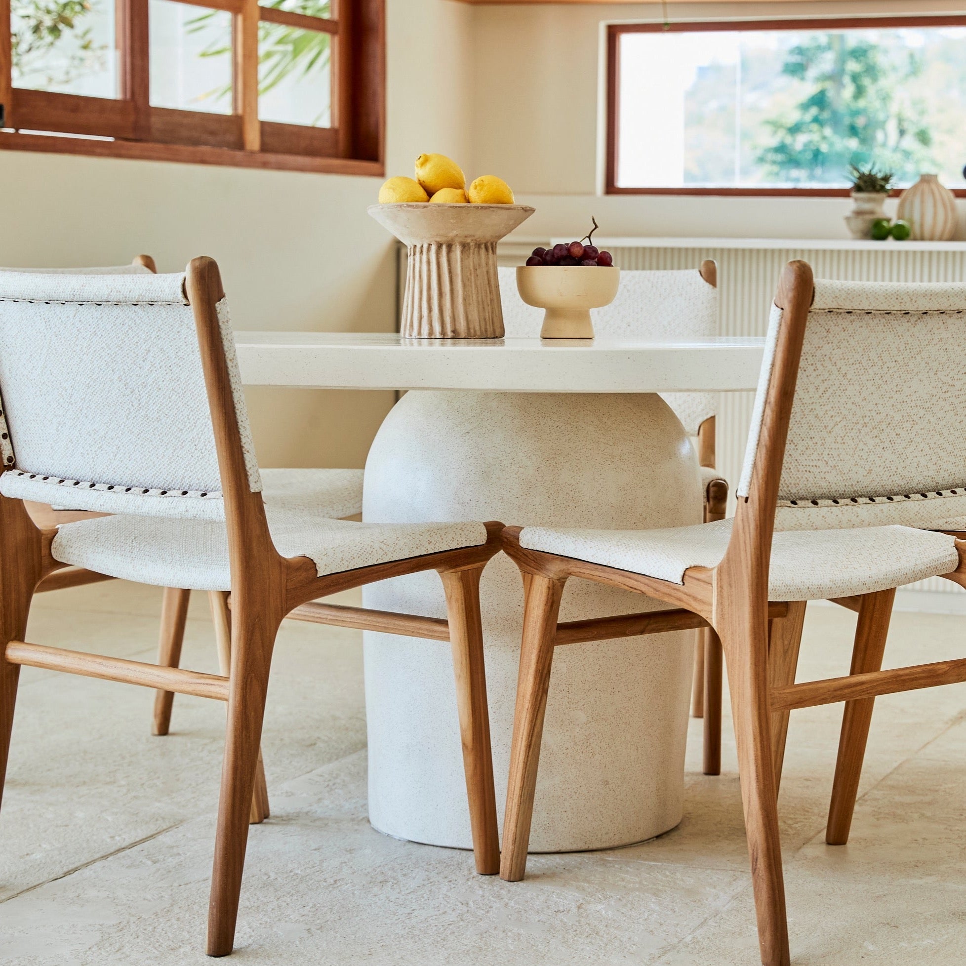 Whitewash Rattan Dining Chairs