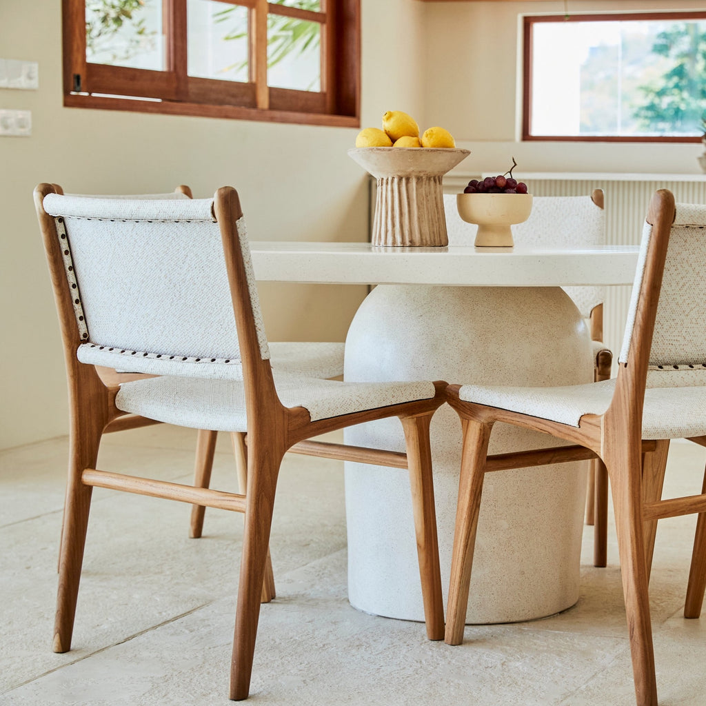 ZULU BORNEO RATTAN DINING CHAIR | WHITEWASH