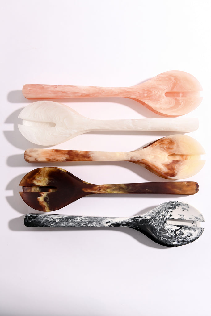 RESIN SALAD SERVERS | BLACK + WHITE