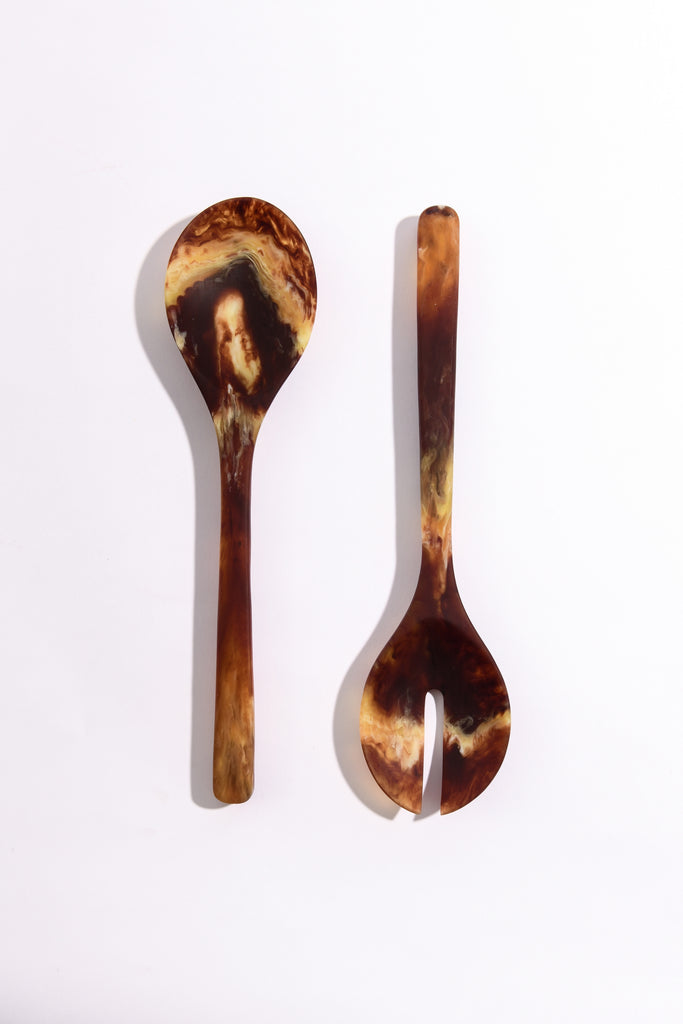 RESIN SALAD SERVERS | TORTOISE