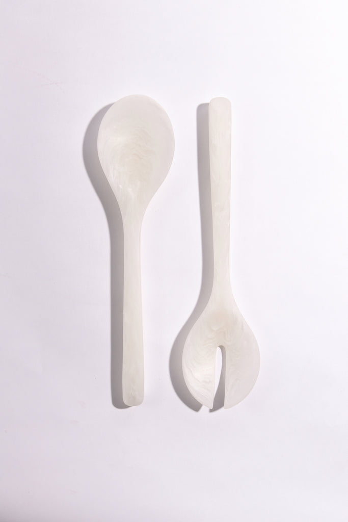 RESIN SALAD SERVERS | SNOW WHITE