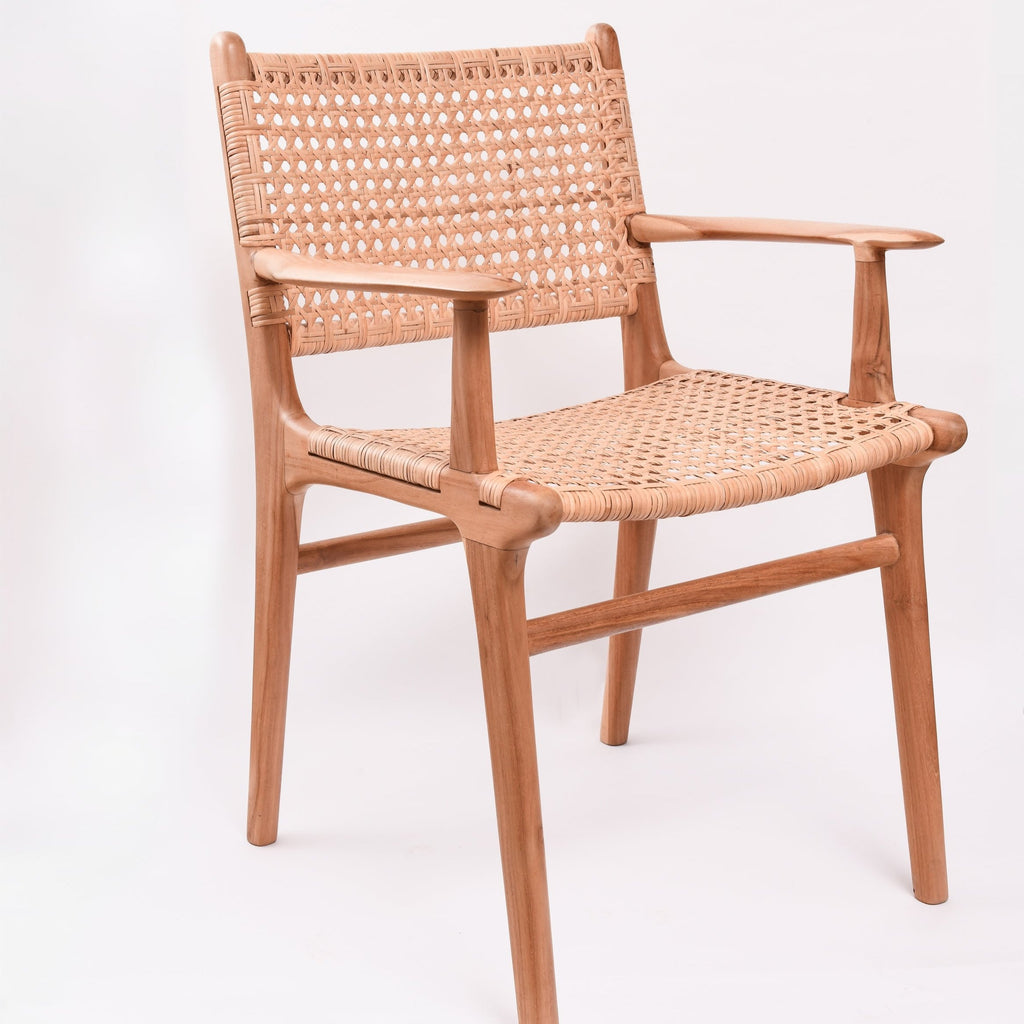 BELIZE TEAK + RATTAN CARVER DINING CHAIR