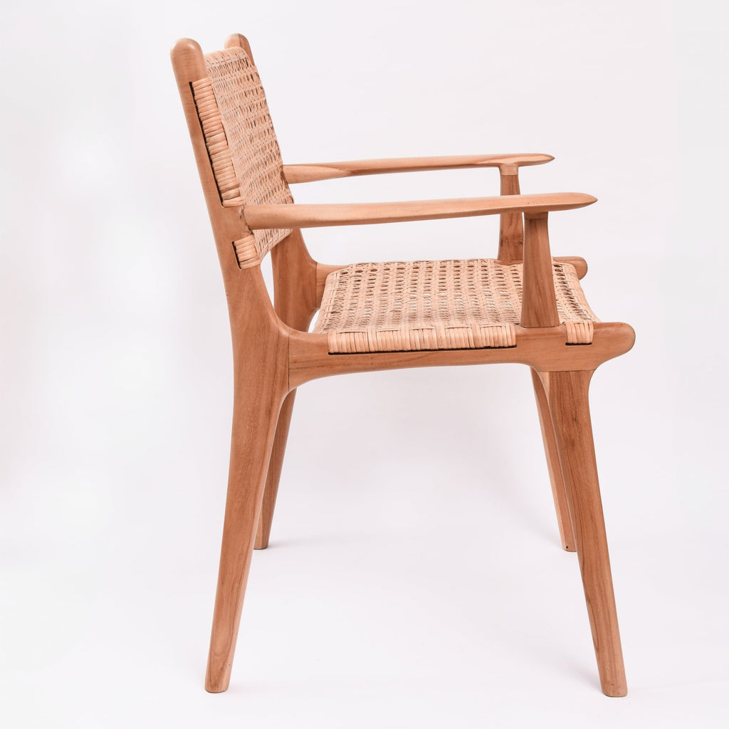 BELIZE TEAK + RATTAN CARVER DINING CHAIR