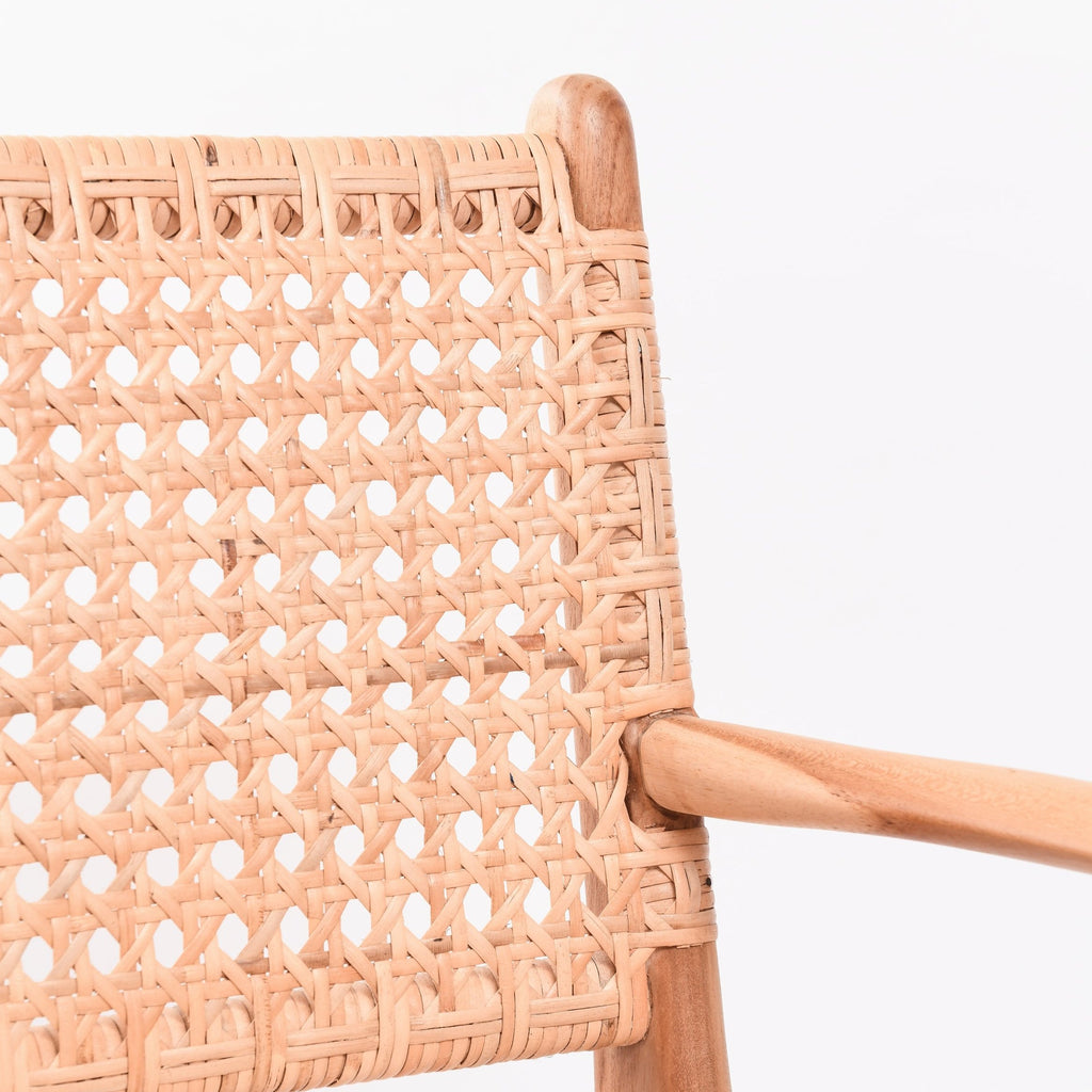 BELIZE TEAK + RATTAN CARVER DINING CHAIR