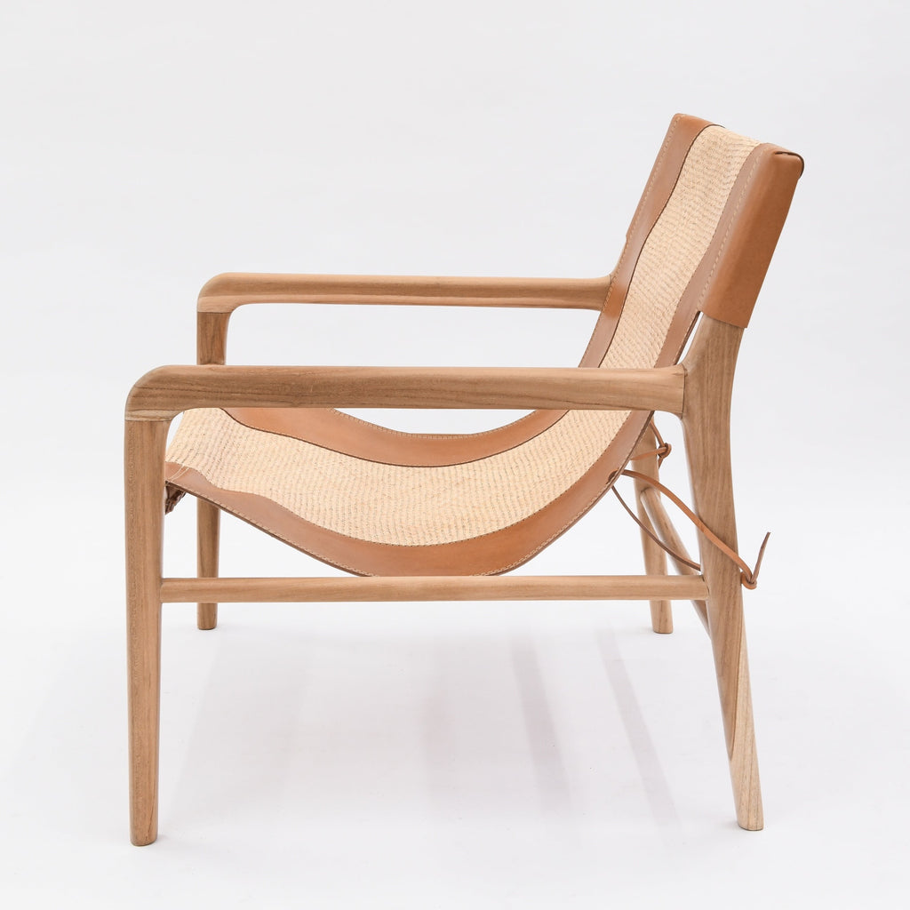 BORNEO RATTAN + LEATHER SLING CHAIR | CAMEL