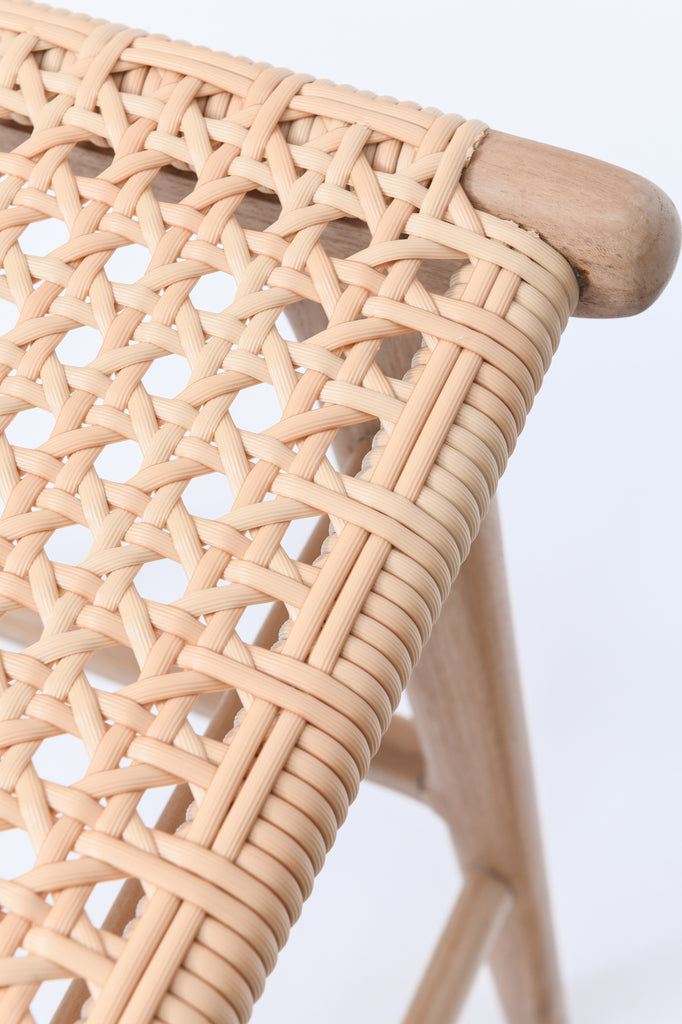 BELIZE TEAK + RATTAN STOOL | OUTDOOR