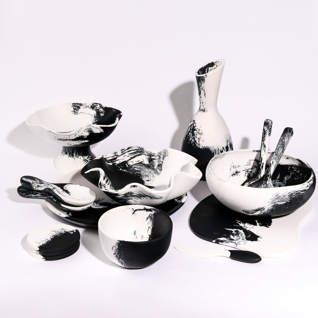 ORGANIC RESIN SALAD BOWL | BLACK + WHITE