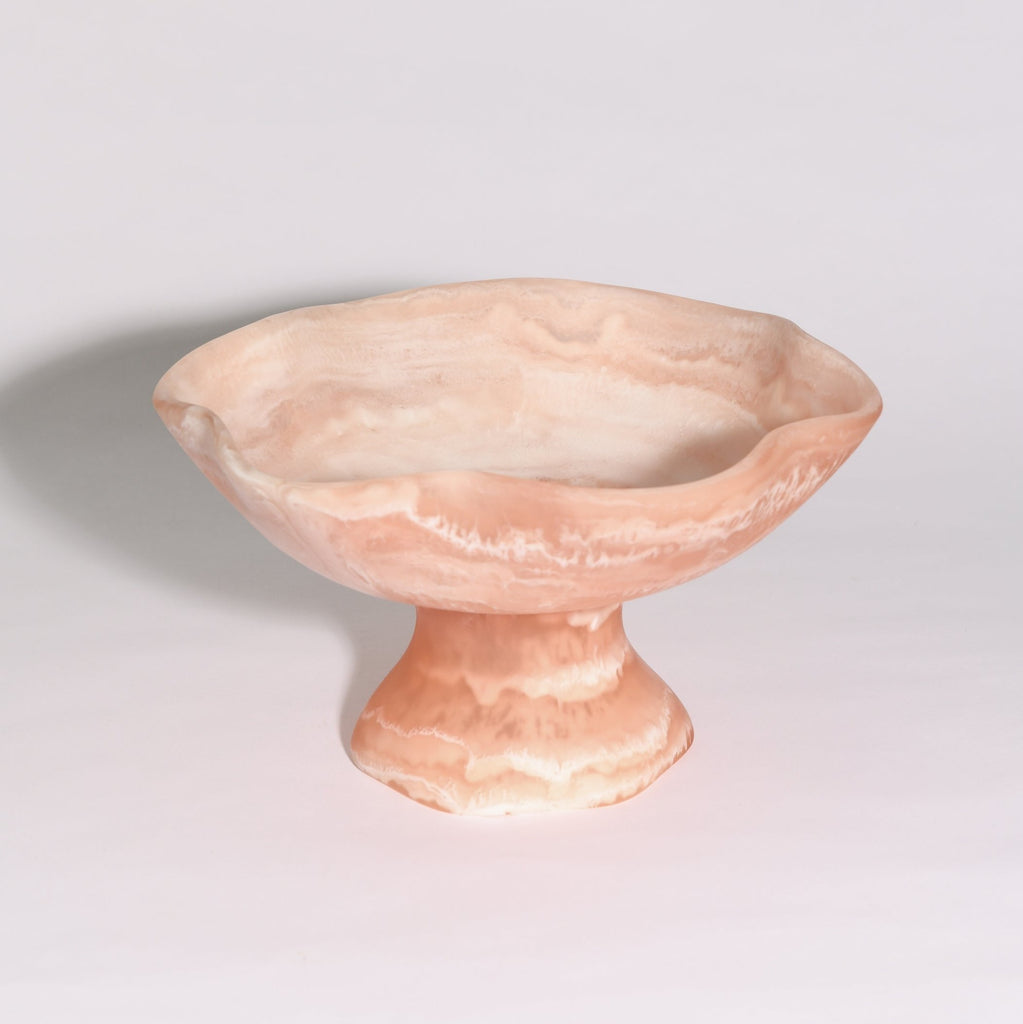 RESIN FLOWER BOWL WITH STAND | JUST PEACHY