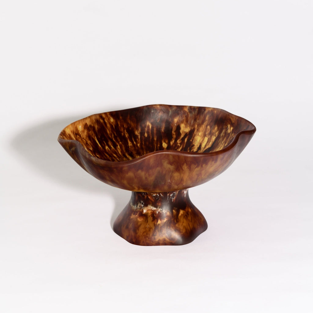 RESIN FLOWER BOWL WITH STAND | TORTOISE