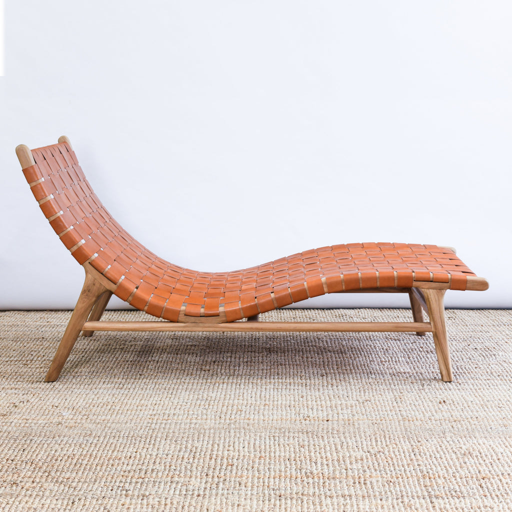 ZIGI WOVEN LEATHER LOUNGE CHAIR - CAMEL | SECOND