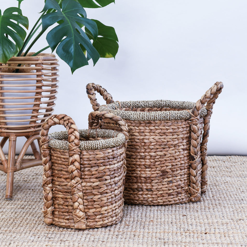 WATER HYACINTH BASKET WITH HANDLES – ZEPHYR HOME