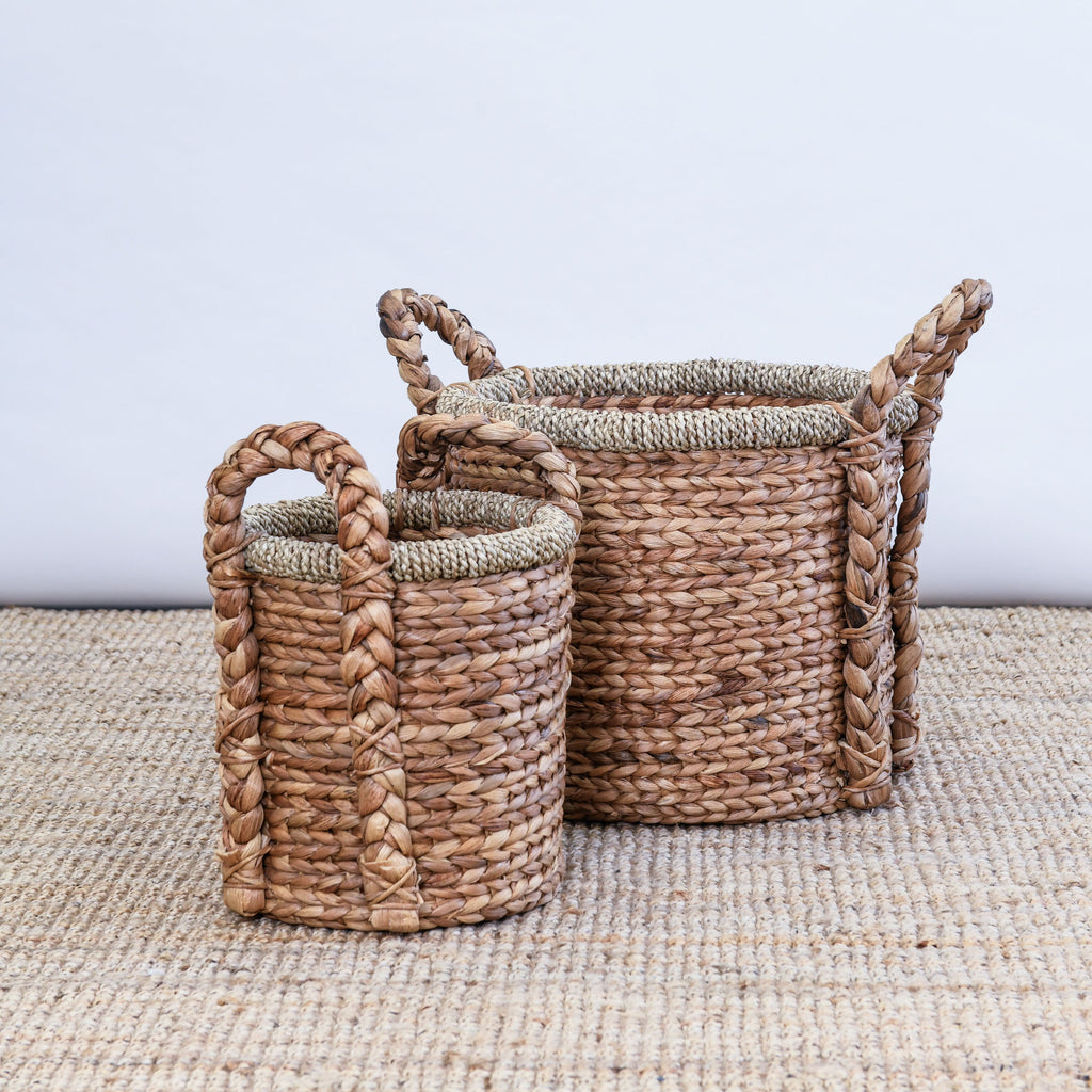 WATER HYACINTH BASKET WITH HANDLES