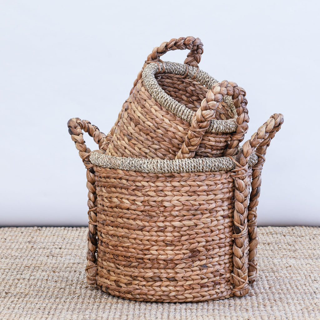 WATER HYACINTH BASKET WITH HANDLES
