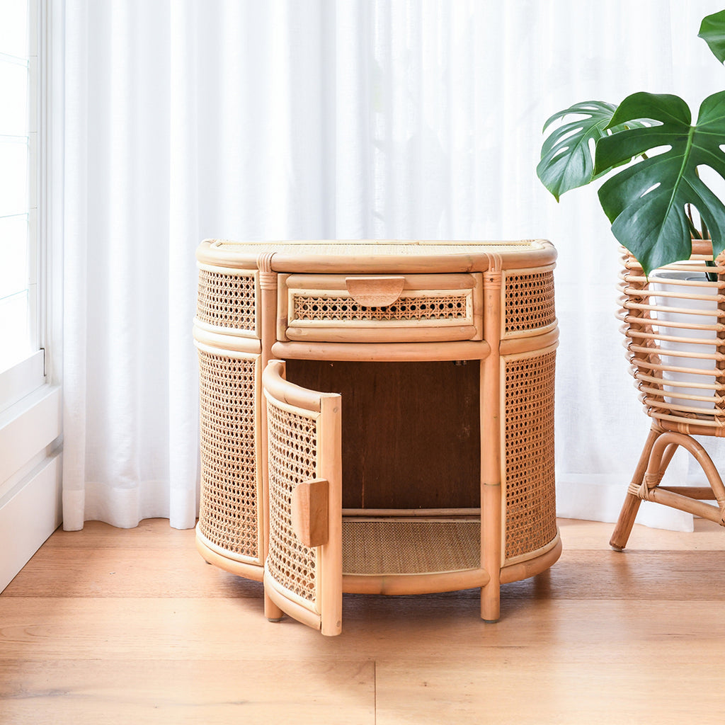 Rattan Bedside table with Drawer