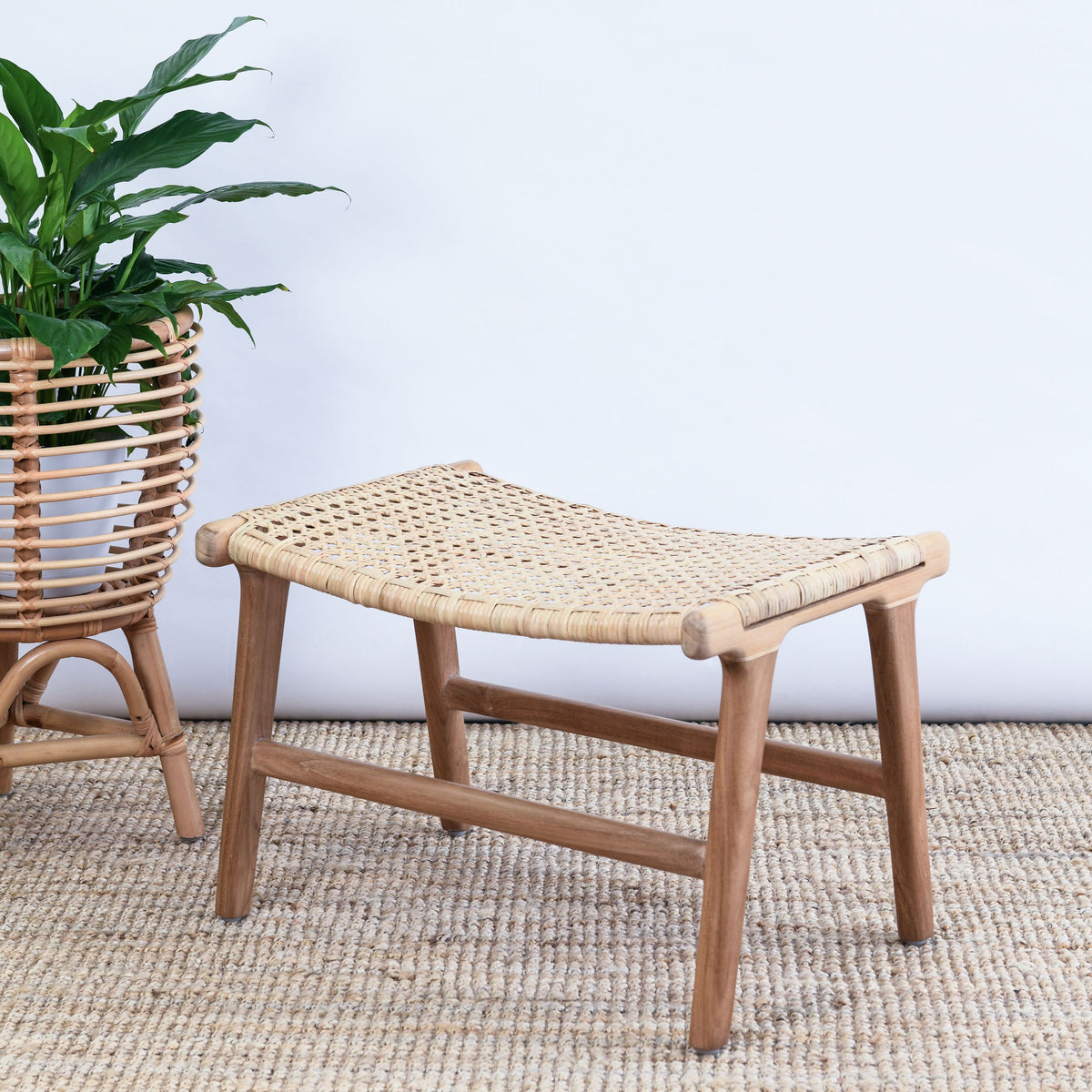 BELIZE TEAK + RATTAN FOOT STOOL – ZEPHYR HOME
