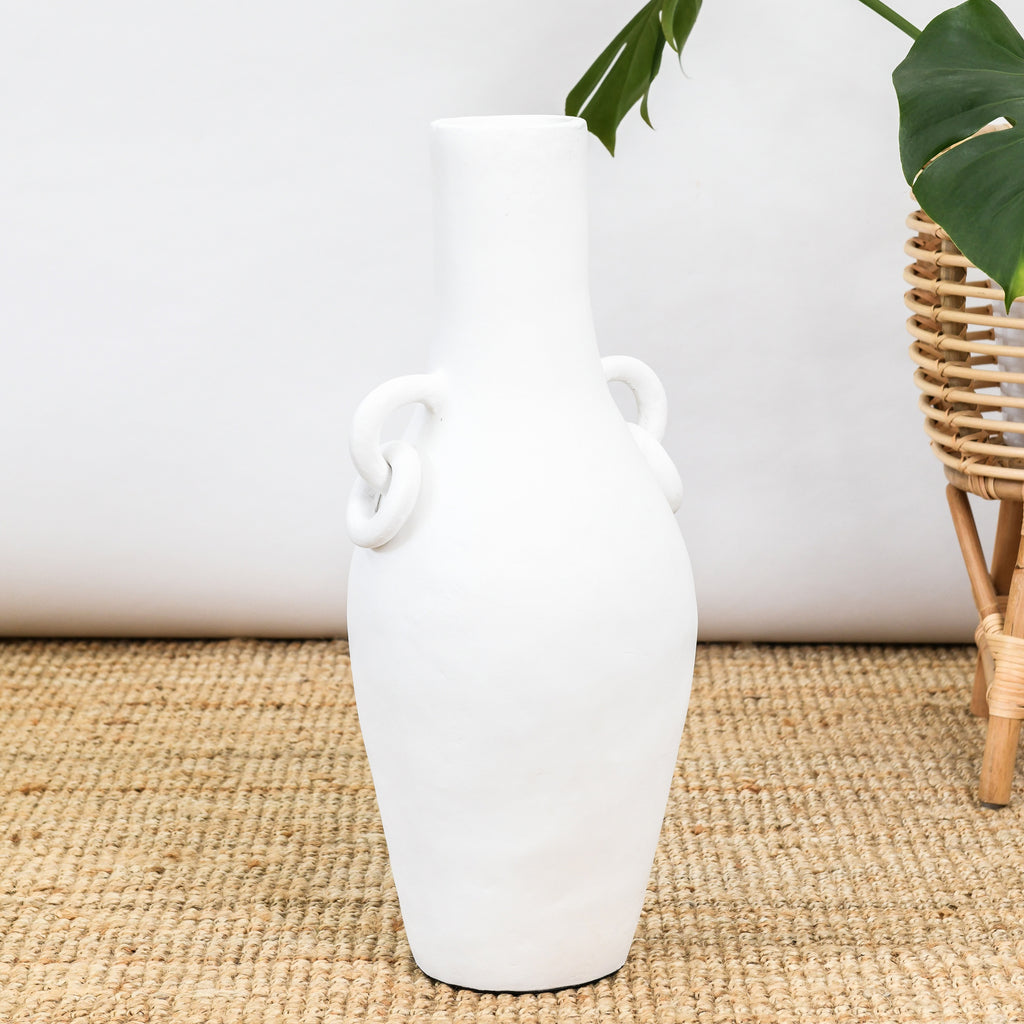 TALL POT WITH RING HANDLES | WHITE