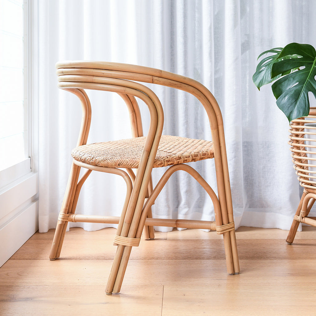 Curved Back Rattan Dining Chair