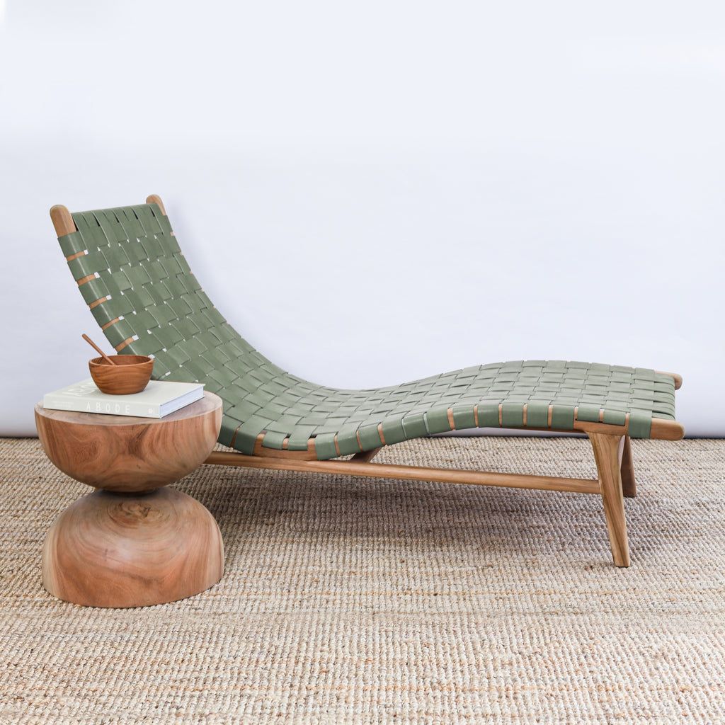 ZIGI WOVEN LEATHER LOUNGE CHAIR | OLIVE