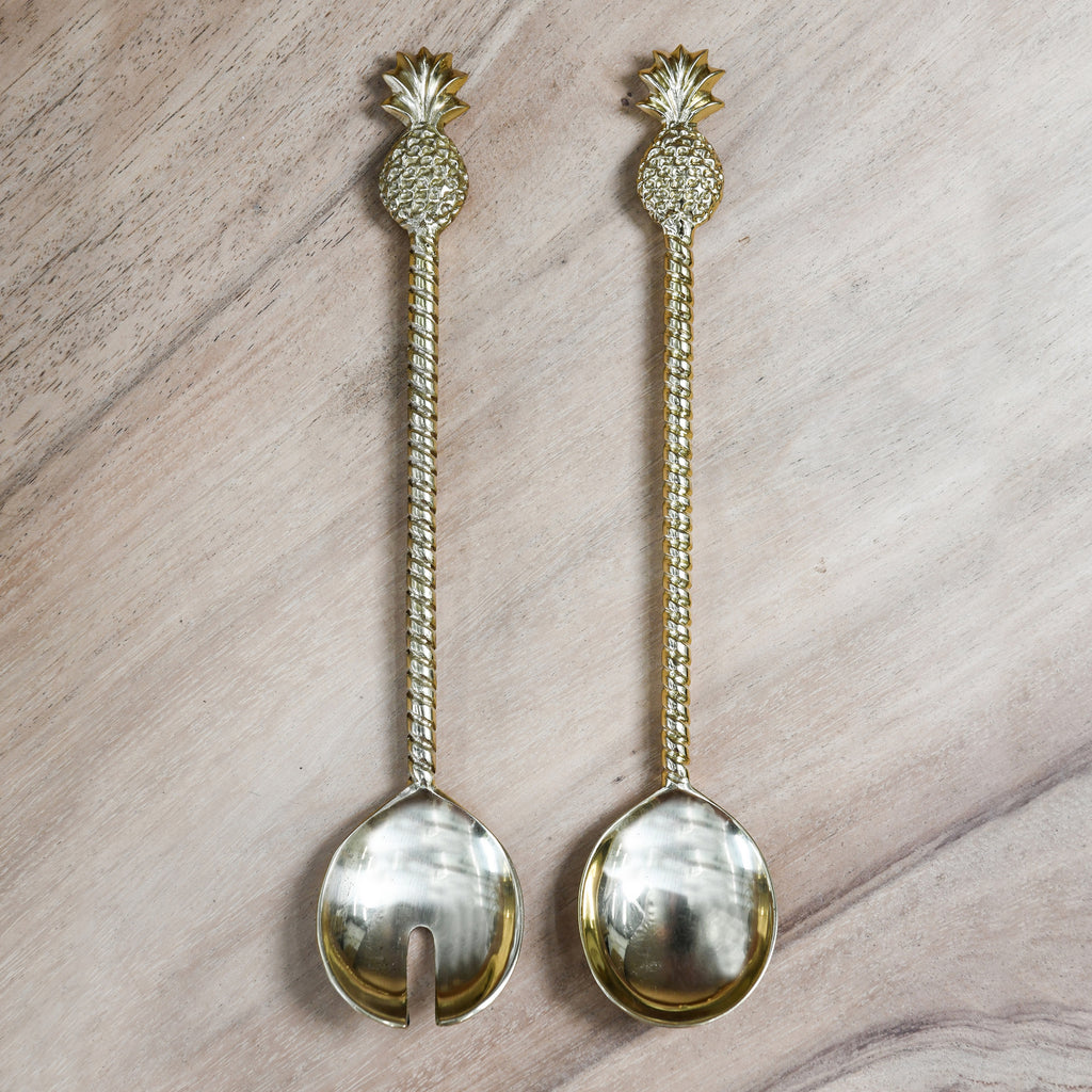 PINEAPPLE SALAD SERVERS | BRASS